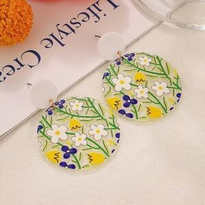 5/$25 Resin Flower Earrings Multi Color Statement Geometric Earrings Gift